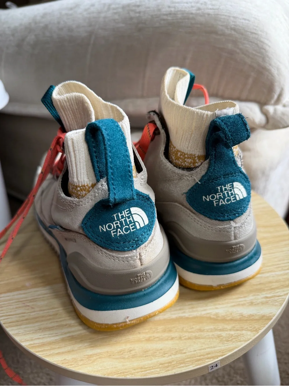 The North Face Women’s  Waterproof Sock-Top Hiking Boots in Cream & Teal